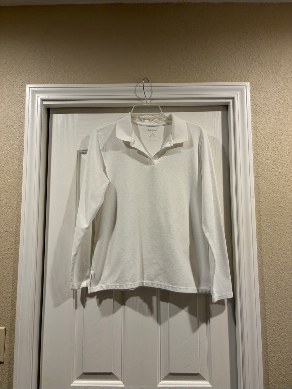 L.L. Bean Women’s Long-Sleeve White Polo Shirt New size M - Picture 2 of 5